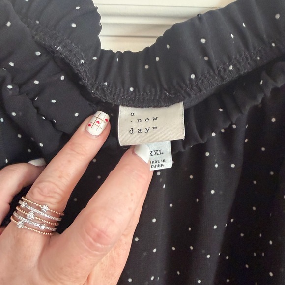 a new day Asymmetrical Black Skirt with White Dots - Picture 2 of 2